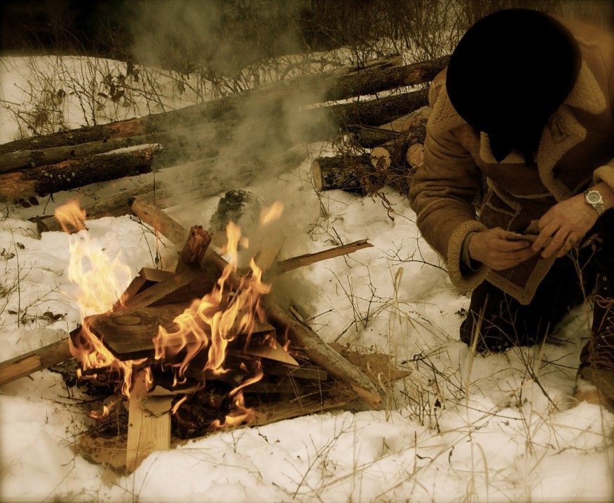 Starting and keeping a fire going in the snow
